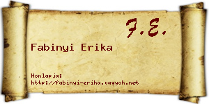 Fabinyi Erika névjegykártya